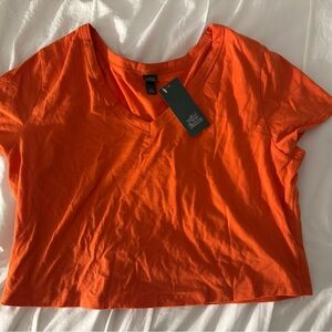 Women's Wild Fable Orange Crop V-neck Shirt